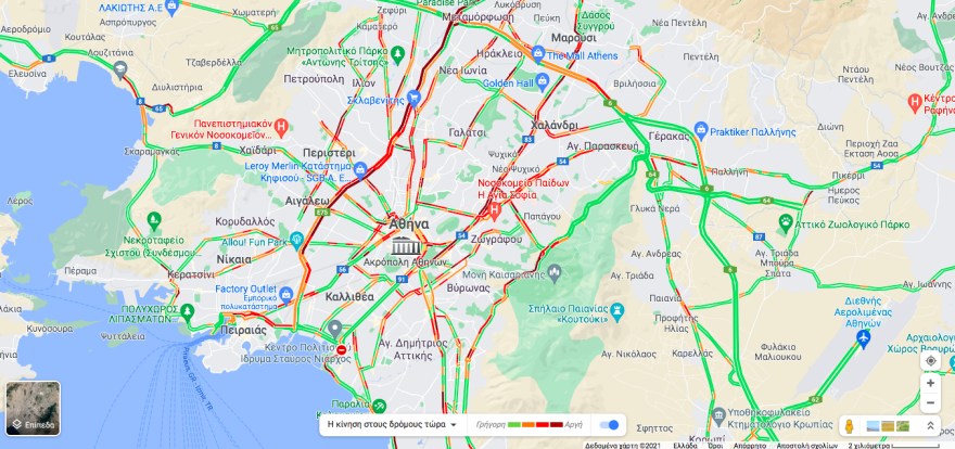 Κίνηση στους δρόμους: Όλη η Αθήνα ένα τεράστιο μποτιλιάρισμα