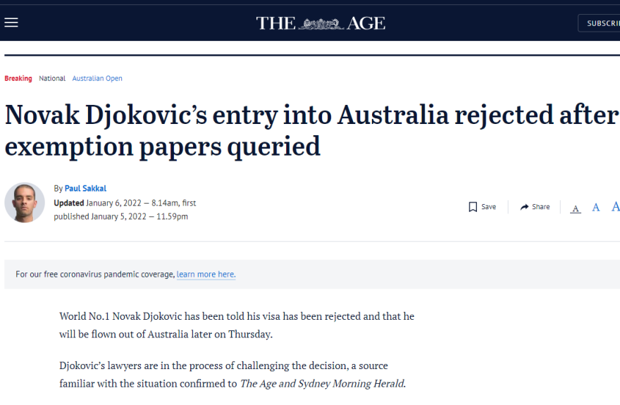 Οι Αυστραλοί ακύρωσαν τη βίζα του Τζόκοβιτς - Τον απελαύνουν αύριο, αντιδρούν οι δικηγόροι του