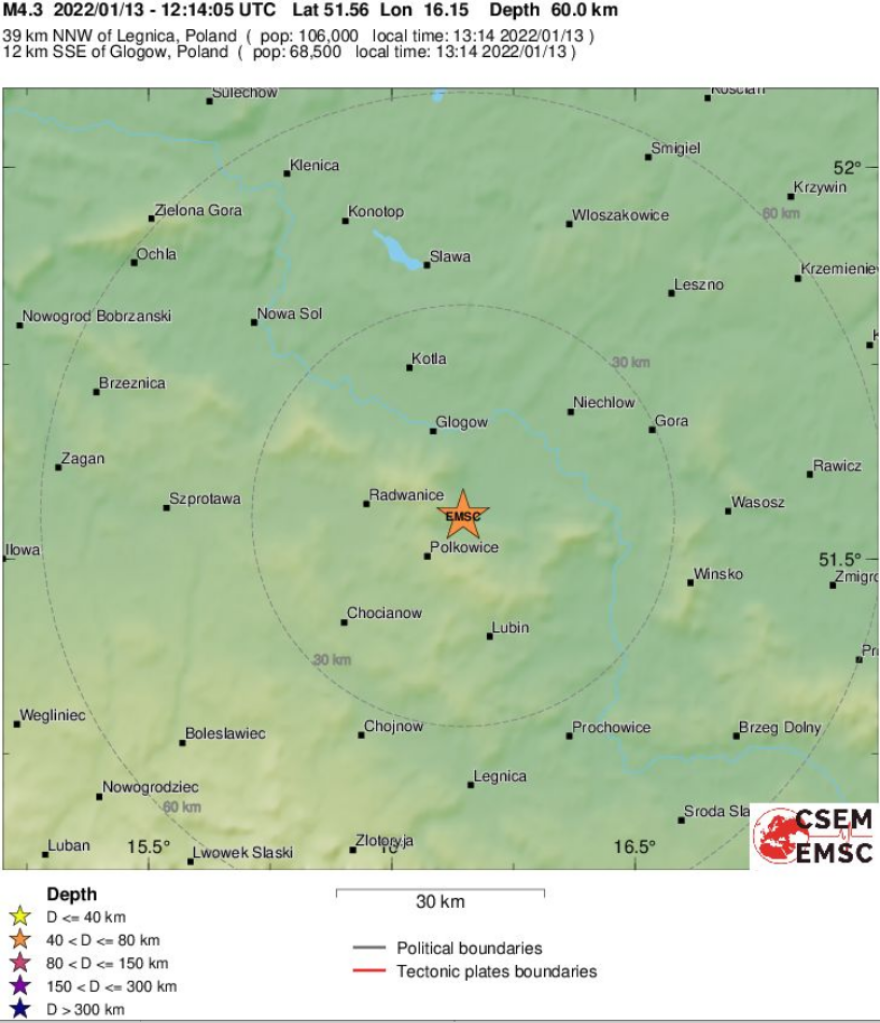 Σεισμός 4,3 Ρίχτερ στην Πολωνία