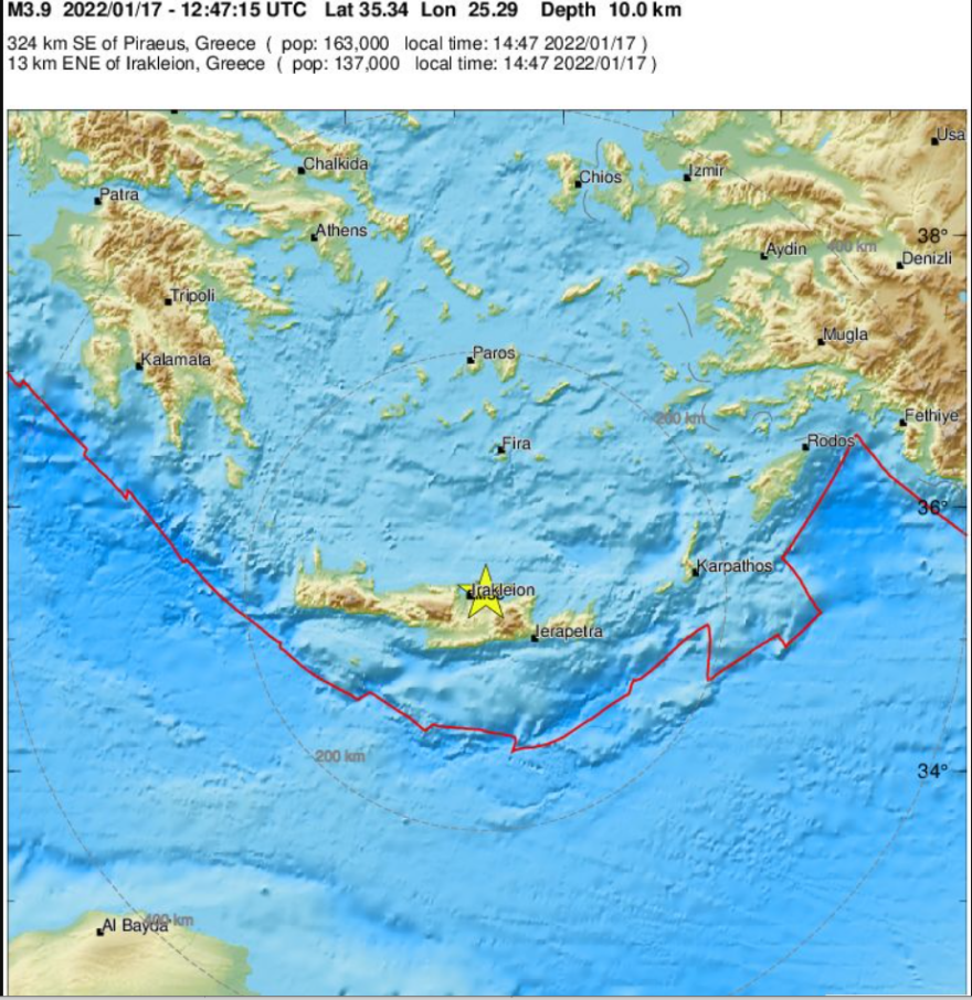 Σεισμός στο Ηράκλειο της Κρήτης: Συνεχείς οι μετασεισμικές δονήσεις μετά τα 3,8 Ρίχτερ