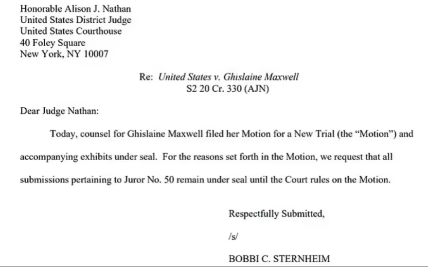 Η Γκισλέιν Μάξγουελ ζητάει επανάληψη της δίκης της μετά την αποκάλυψη του «μυστικού» ενός ενόρκου!