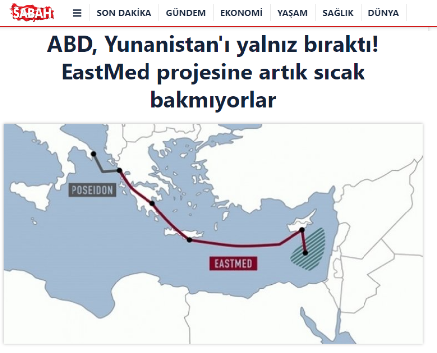 Sabah: «Οι ΗΠΑ άφησαν μόνη την Ελλάδα για τον East Med»