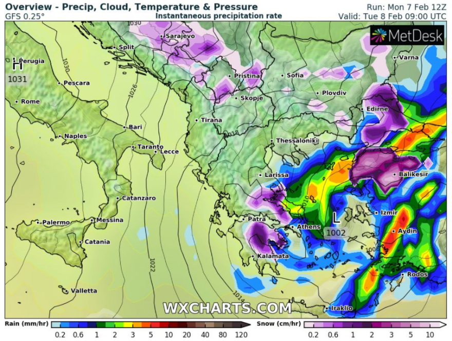 Καιρός: Κακοκαιρία «εξπρές» με πτώση της θερμοκρασίας, θυελλώδεις ανέμους, καταιγίδες και χιόνια στα ορεινά
