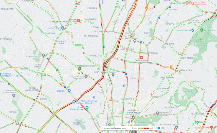Κίνηση στους δρόμους: Μποτιλιάρισμα τώρα σε Κηφισό και κέντρο, live εικόνα