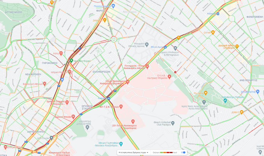Κίνηση στους δρόμους: Μποτιλιάρισμα τώρα σε Κηφισό και κέντρο, live εικόνα