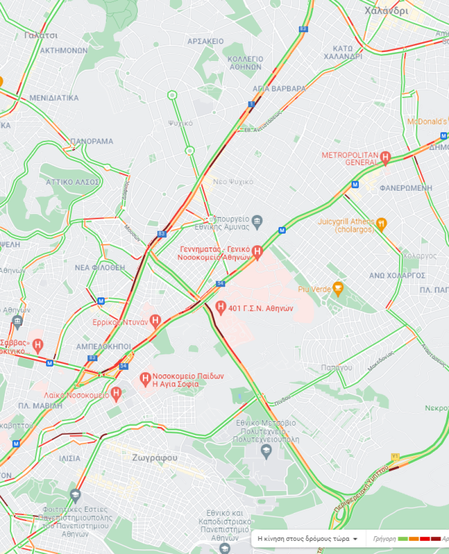 Κίνηση στους δρόμους: Μποτιλιάρισμα σε Κηφισό, Αττική Οδό και Κηφισίας 