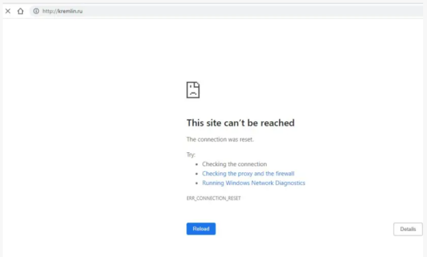 Εισβολή στην Ουκρανία: Χάκερ έριξαν την ιστοσελίδα του Κρεμλίνου