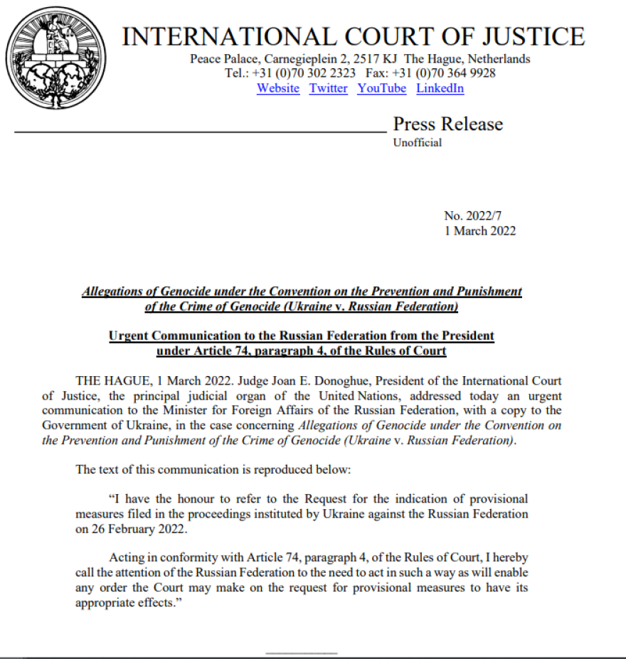 Εισβολή στην Ουκρανία: Έρευνα για πιθανή γενοκτονία στην Ουκρανία ξεκινάει το Διεθνές Δικαστήριο της Χάγης 