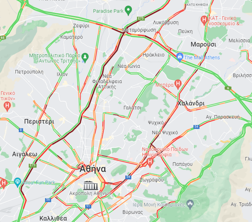 Κίνηση στους δρόμους: Χαοτικό μποτιλιάρισμα στο ανοδικό ρεύμα του Κηφισού, δείτε εικόνα της κίνησης