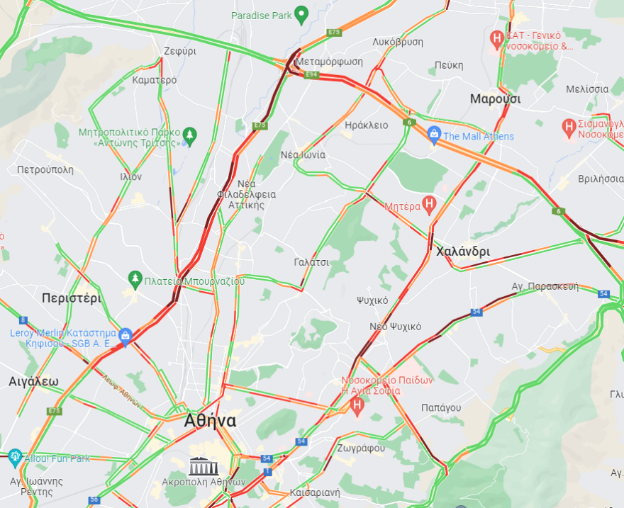 Κίνηση στους δρόμους: Πού έχει μποτιλιάρισμα τώρα στην Αθήνα, live εικόνα