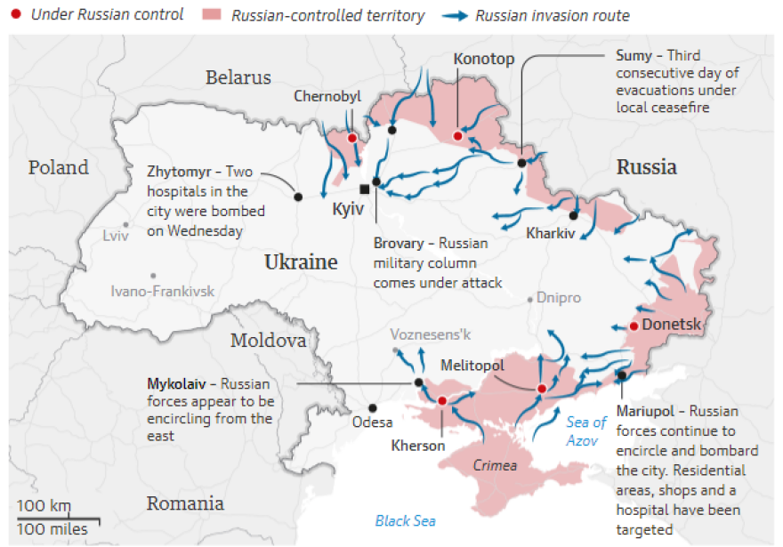 Πόλεμος στην Ουκρανία: Πέντε πόλεις στα χέρια των Ρώσων - Υπό πολιορκία το Κίεβο, η τελική μάχη για τη Μαριούπολη