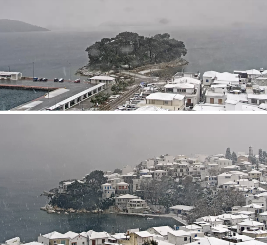 Καιρός - Κακοκαιρία «Φίλιππος»: Πυκνό χιόνι στη Σκιάθο, δείτε εικόνες