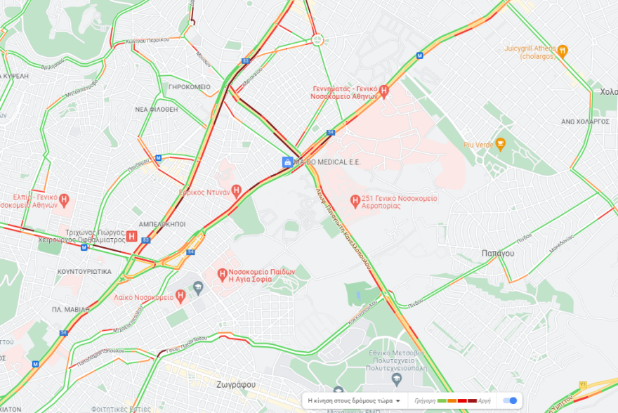 Κίνηση στους δρόμους: Μποτιλιάρισμα τώρα σε Κηφισίας, Κατεχάκη, live εικόνα