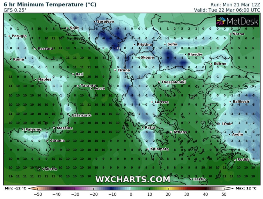 Καιρός: Δριμύ ψύχος και σήμερα, χιόνια στα βόρεια της Αττικής - Πού θα σημειωθούν ισχυρές βροχές