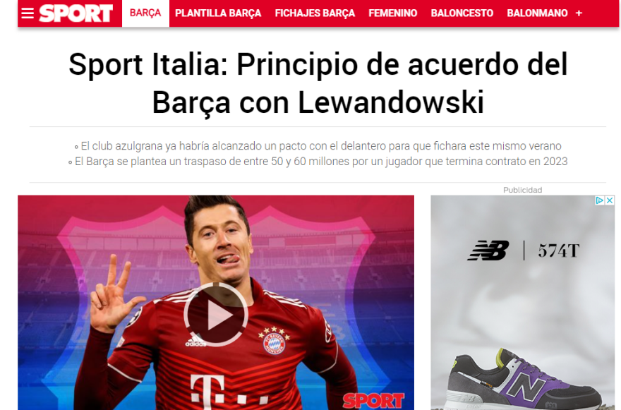  Καταρχήν συμφωνία Λεβαντόφσκι - Μπαρτσελόνα σύμφωνα με τους Ιταλούς 