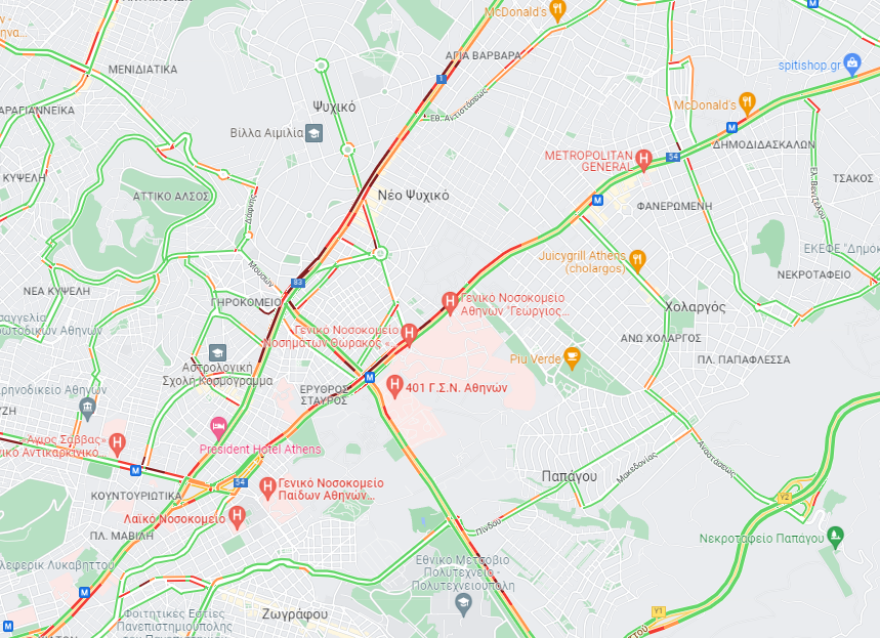 Κίνηση στους δρόμους: Μποτιλιάρισμα τέλος στην Αττική Οδό λόγω τροχαίου