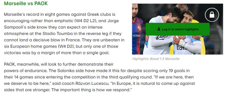 Το μίνι αφιέρωμα της UEFA στο Μαρσέιγ - ΠΑΟΚ