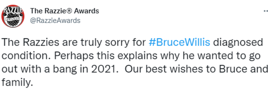 Μπρους Γουίλις: Τα Χρυσά Βατόμουρα ακυρώνουν την απονομή του βραβείου - «Δεν είναι πρέπον»