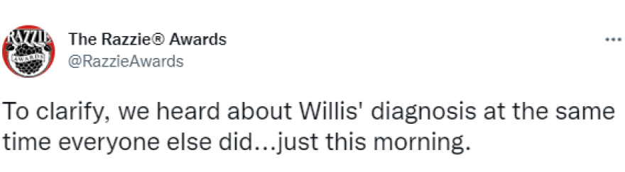 Μπρους Γουίλις: Τα Χρυσά Βατόμουρα ακυρώνουν την απονομή του βραβείου - «Δεν είναι πρέπον»