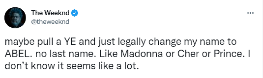 Weeknd: Μετά τον Κάνιε Γουέστ, σκέφτεται κι εκείνος να αλλάξει το όνομά του