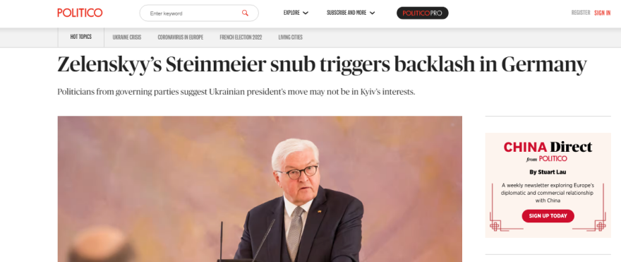 Πόλεμος στην Ουκρανία - Εκνευρισμός στο Βερολίνο μετά την κίνηση Ζελένσκι να μην επιτρέψει την είσοδο του Σταϊνμάιερ στο Κίεβο