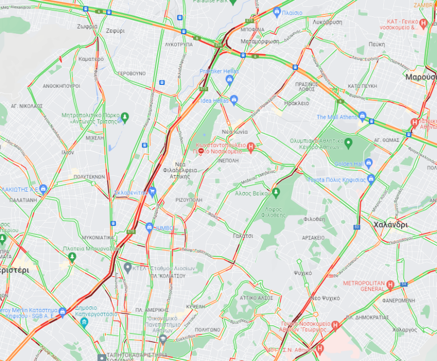 Κίνηση στους δρόμους: Μποτιλιάρισμα στον Κηφισό, δείτε live εικόνα