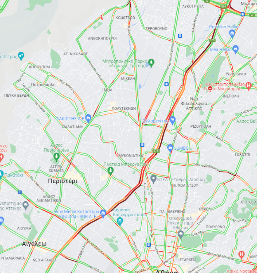 Κίνηση στους δρόμους: Μποτιλιάρισμα και σήμερα στον Κηφισό, πού υπάρχουν προβλήματα