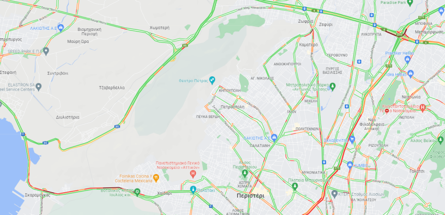 Κίνηση στους δρόμους: Μποτιλιάρισμα επί της Αττικής Οδού, στο ρεύμα προς Ελευσίνα