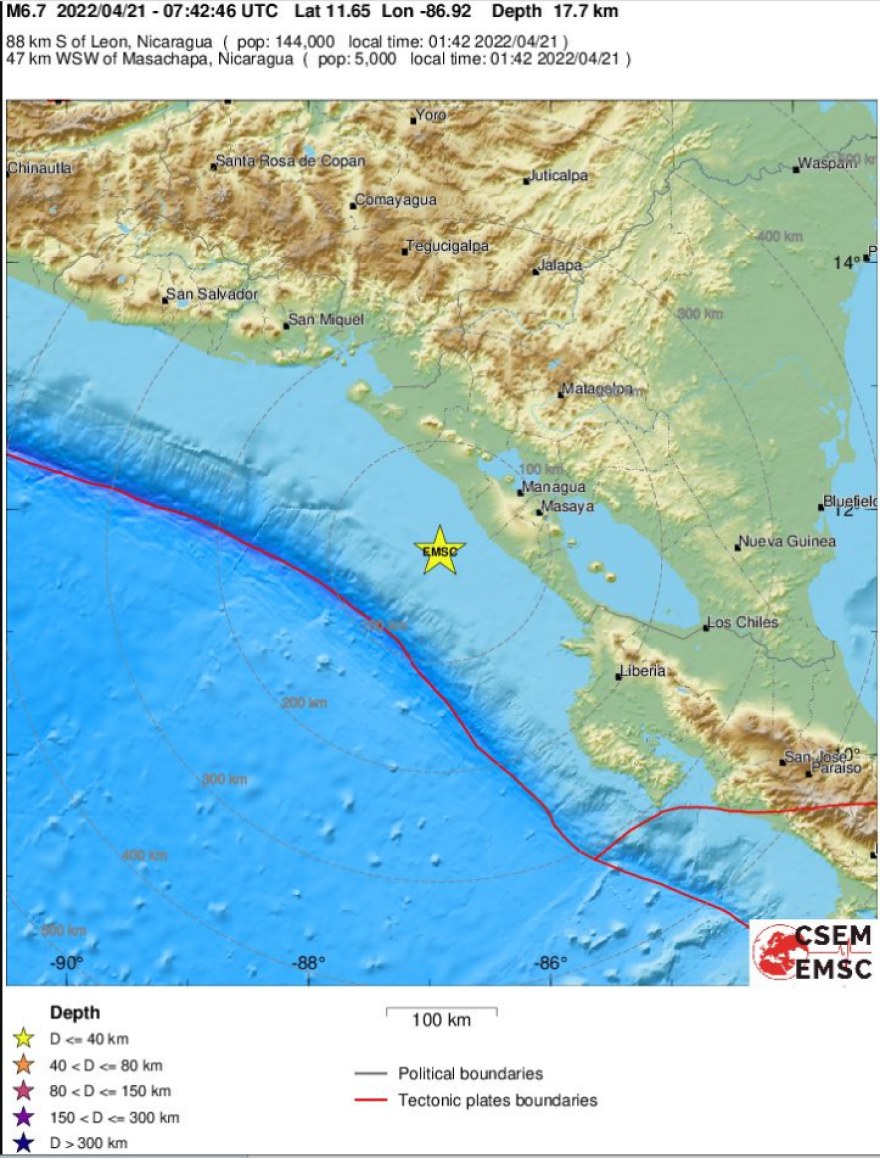 Σεισμός 6,7 Ρίχτερ στη Νικαράγουα