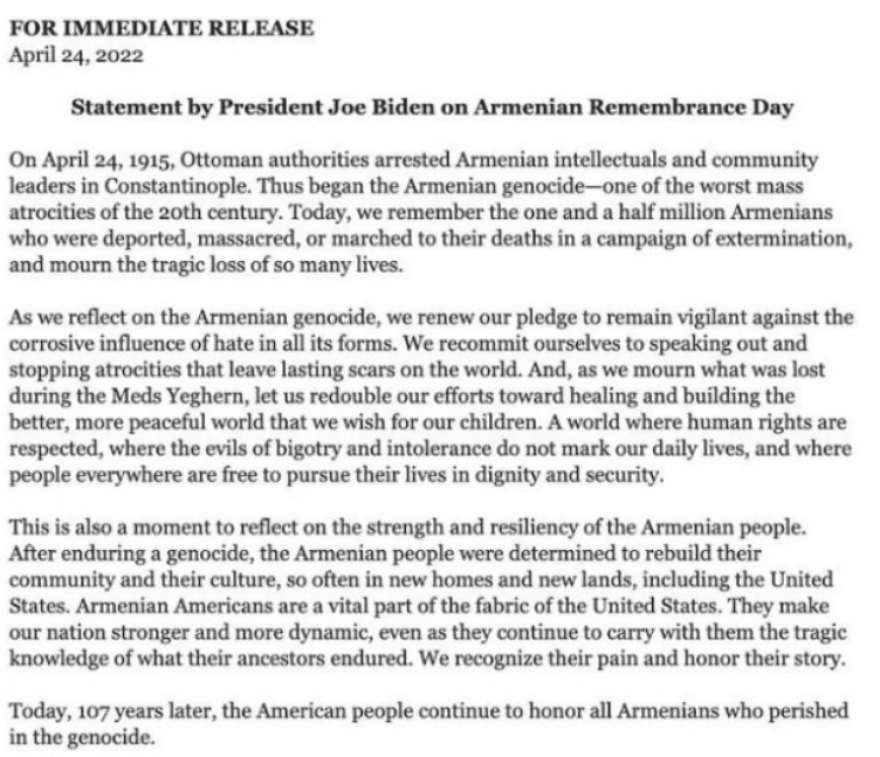 Τουρκία: Οργή κατά Μπάιντεν για τη γενοκτονία των Αρμενίων