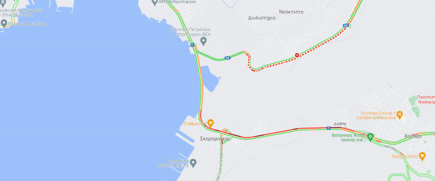 Κίνηση τώρα: Μποτιλιάρισμα στο Σκαραμαγκά, δείτε πού υπάρχουν καθυστερήσεις 