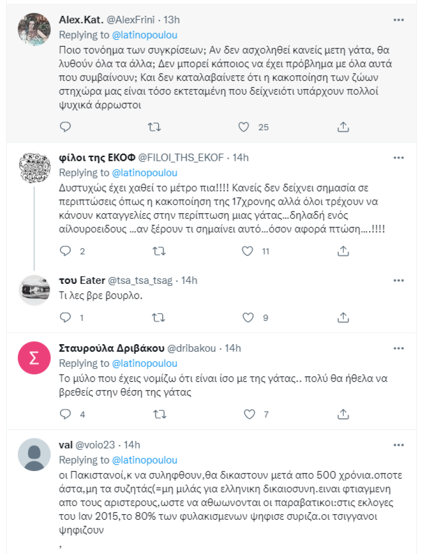 Η Λατινοπούλου «ξαναχτυπά»: «Η κακοποίηση ζώου θεωρείται μεγαλύτερη είδηση από την κακοποίηση 17χρονης από Πακιστανούς...» 