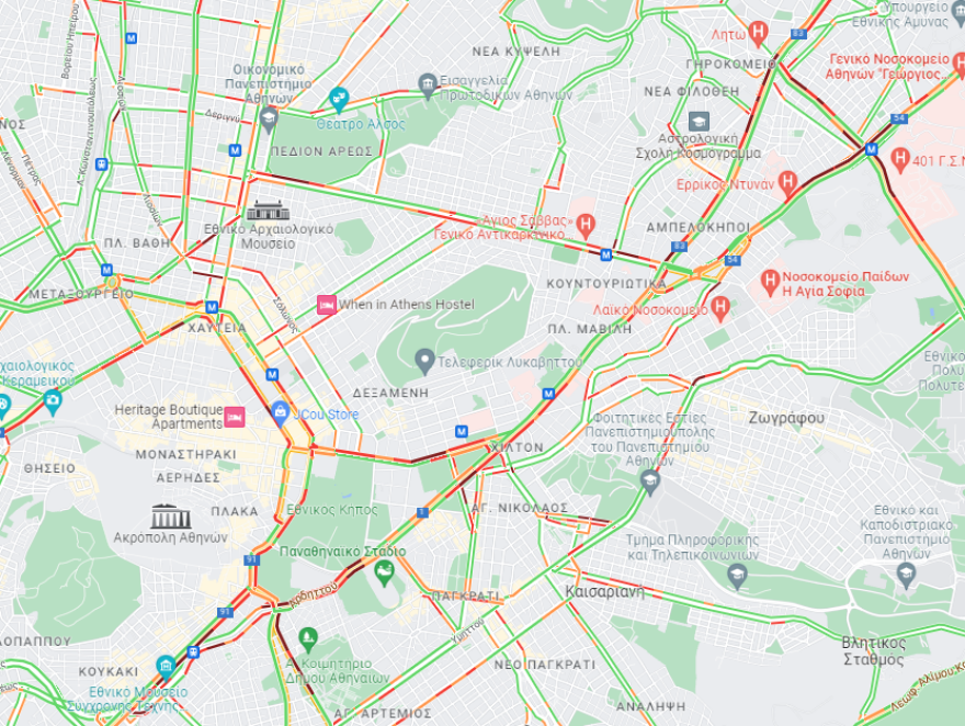 Κίνηση τώρα: Πού θα συναντήσετε καθυστερήσεις στο κέντρο της Αθήνας