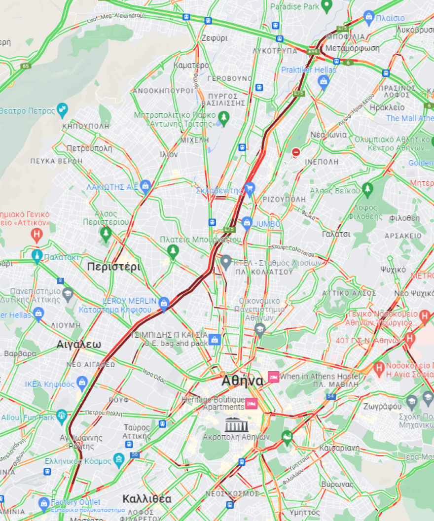 Κίνηση στους δρόμους: Μποτιλιάρισμα και σήμερα στον Κηφισό, δείτε πού υπάρχουν καθυστερήσεις