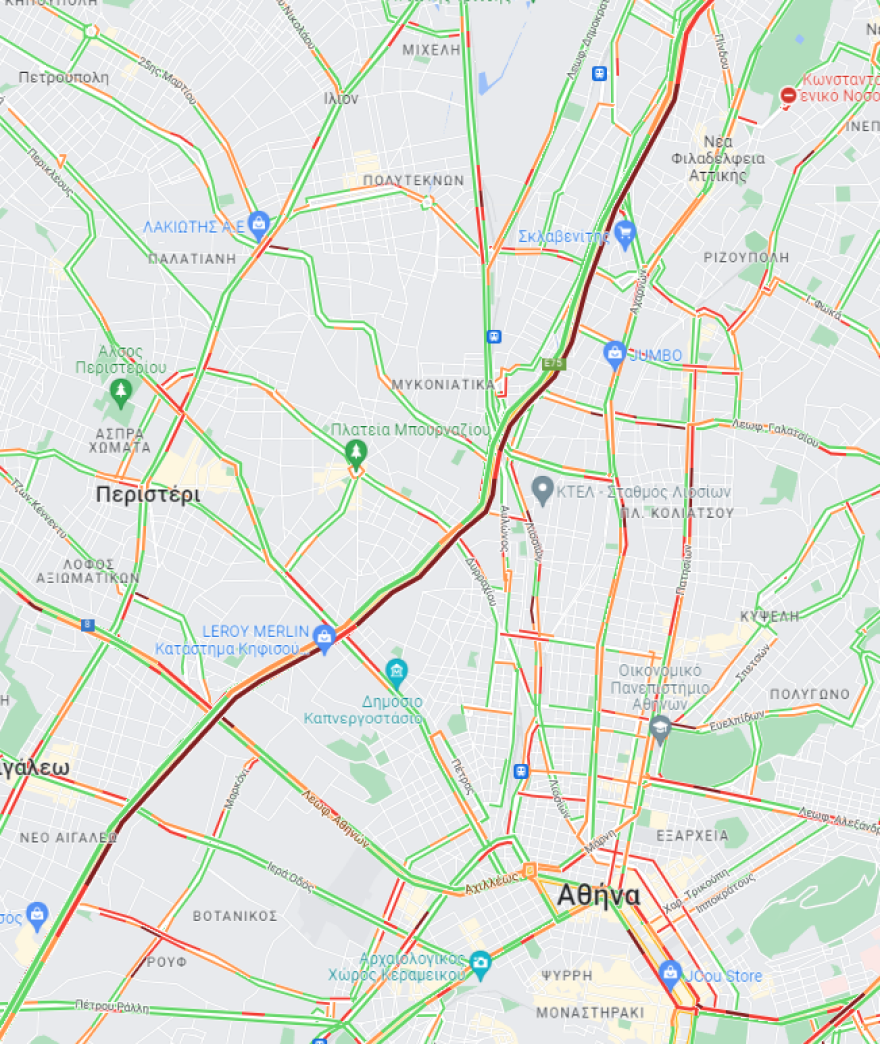 Κίνηση στους δρόμους: Μποτιλιαρισμένος ο Κηφισός αυτή την ώρα, πού έχει κίνηση τώρα