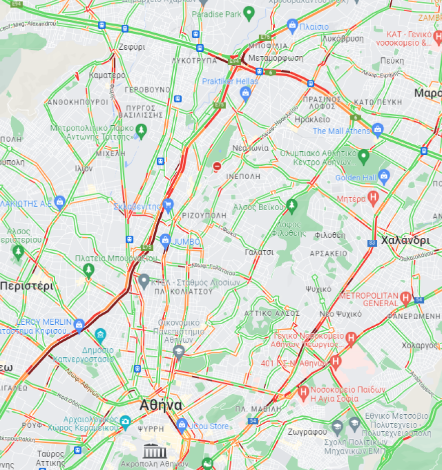 Μποτιλιάρισμα από νωρίς το πρωί στον Κηφισό, πού αλλού είναι αυξημένη η κίνηση
