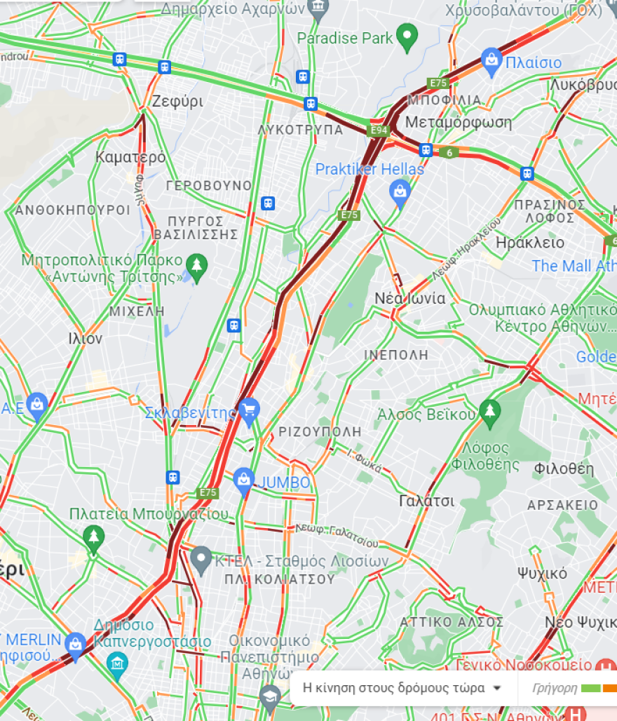 Κίνηση στους δρόμους: Με καθυστερήσεις η κυκλοφορία και στα δύο ρεύματα του Κηφισού, πού έχει κίνηση στο κέντρο
