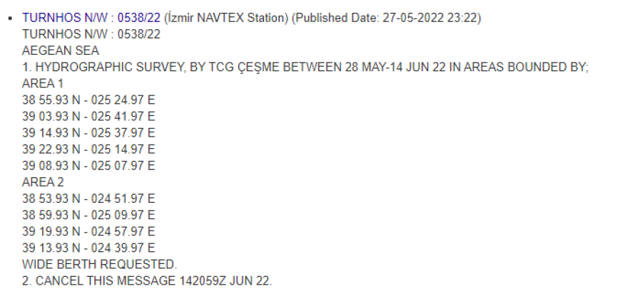 H Τουρκία βγάζει και το «Τσεσμέ»: Με παράνομη Navtex δεσμεύει περιοχές στο κεντρικό Αιγαίο