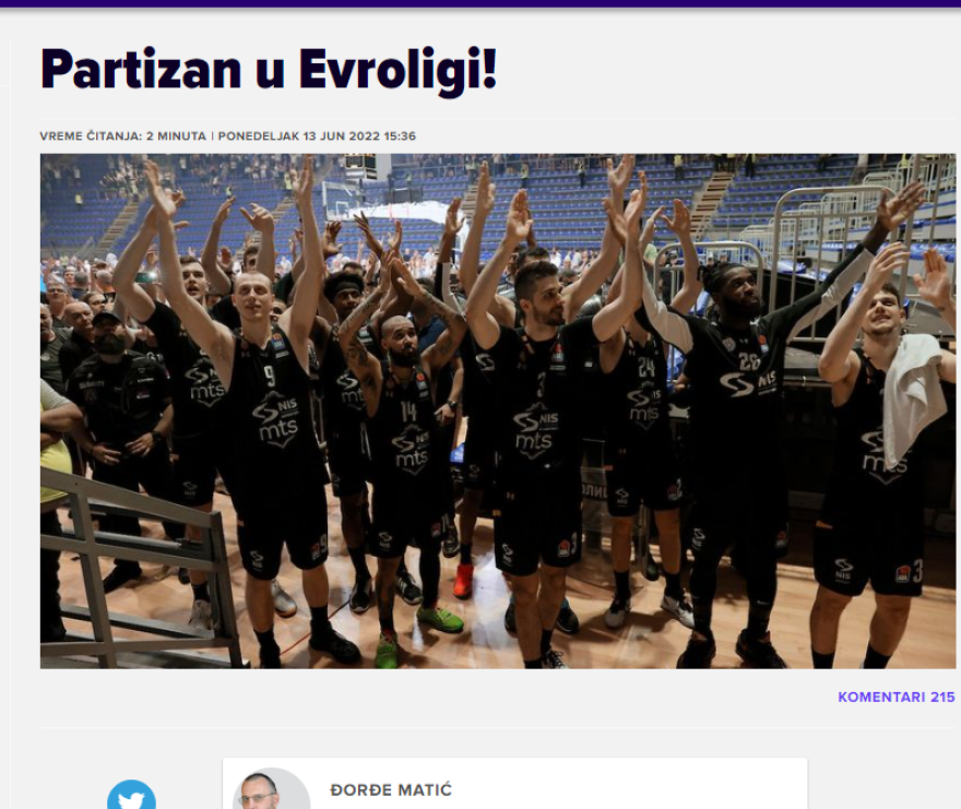 MozzartSport: «H Παρτιζάν πήρε wild card για τη EuroLeague»