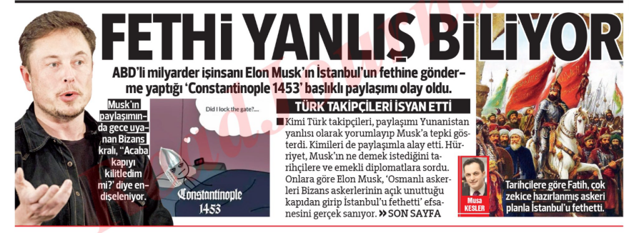 Τουρκία: «Βλέπουν» συνωμοσίες πίσω από την ανάρτηση του Μασκ για την Κωνσταντινούπολη