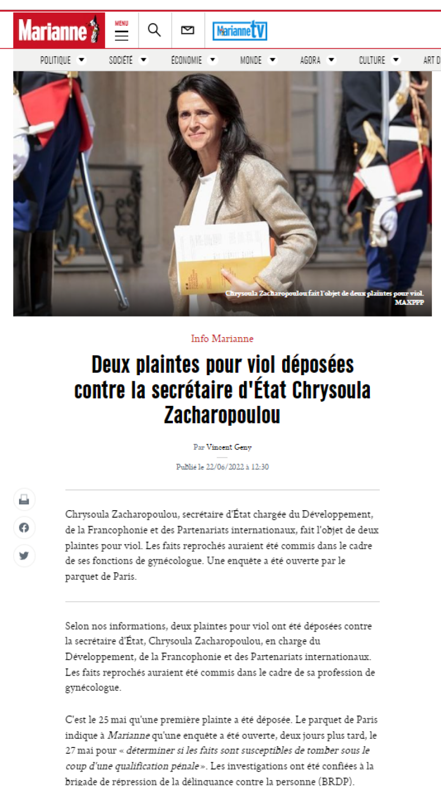 Για βιασμό κατηγορείται η Ελληνίδα υφυπουργός του Μακρόν Χρυσούλα Ζαχαροπούλου!