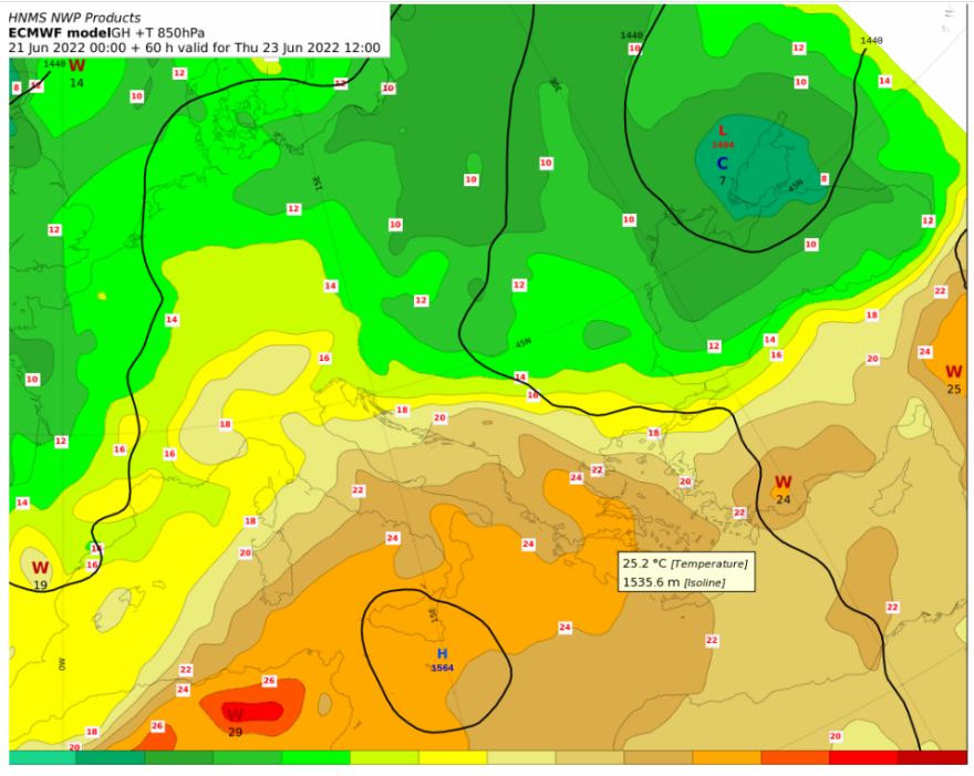 Καιρός: Πού θα ξεπεράσει η θερμοκρασία τους 40 βαθμούς σήμερα,  χάρτης για την Αττική
