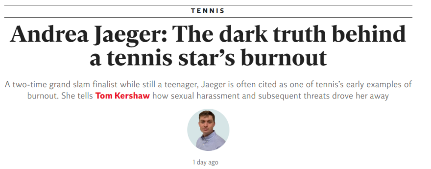 Άντρεα Τζέγκερ: Σεξουαλική παρενόχληση αποκάλυψε πρώην Αμερικανίδα τενίστρια 