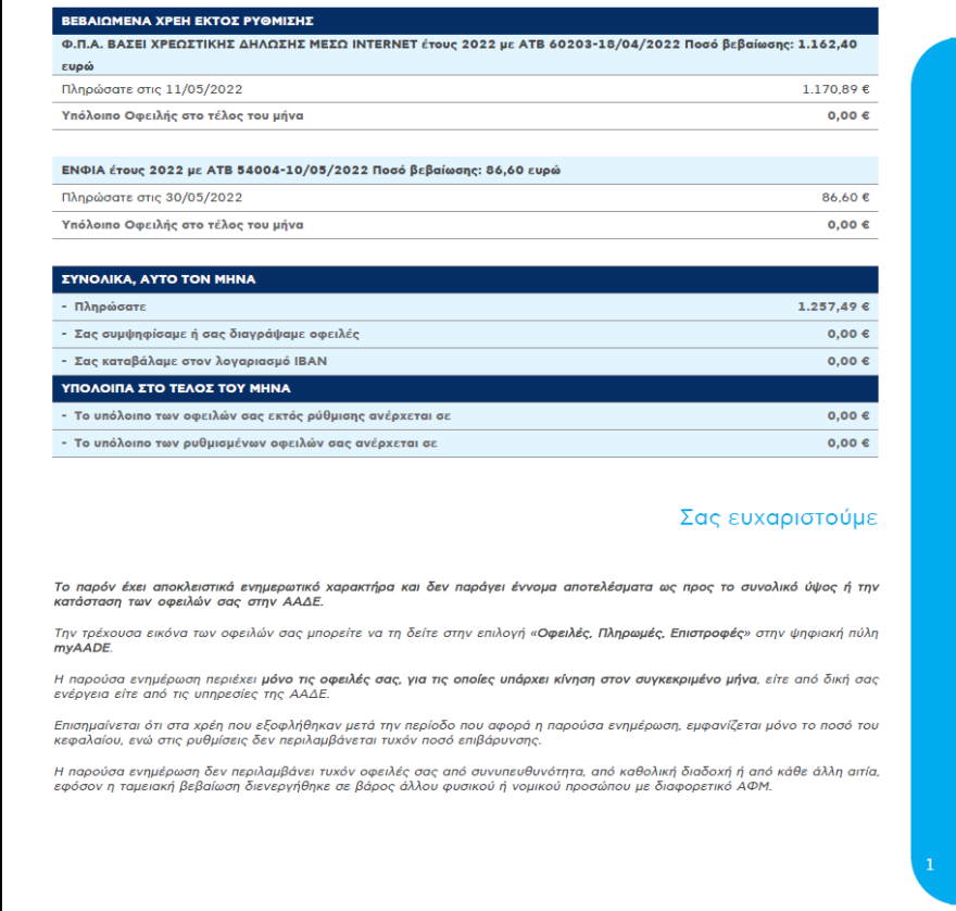 Νέα υπηρεσία από την ΑΑΔΕ: Μηνιαίος Φορολογικός Λογαριασμός για οφειλές, πληρωμές και επιστροφές