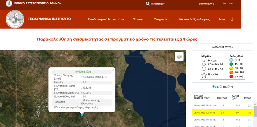 Σεισμός τώρα στην Ελασσόνα