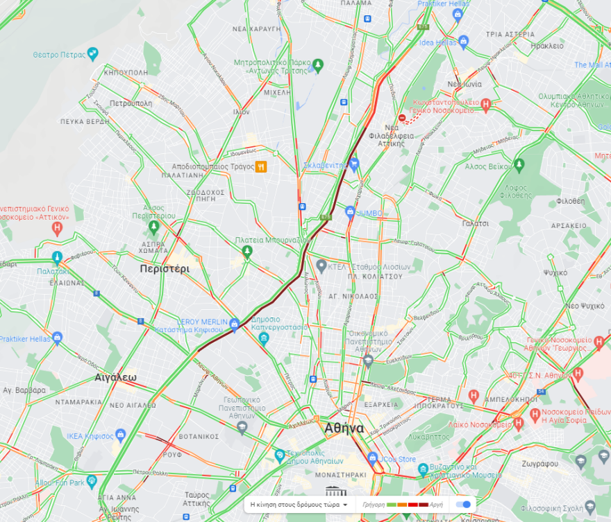 Κίνηση στους δρόμους: Μποτιλιάρισμα τώρα στον Κηφισό στο ρεύμα ανόδου, λόγω ακινητοποιημένου οχήματος