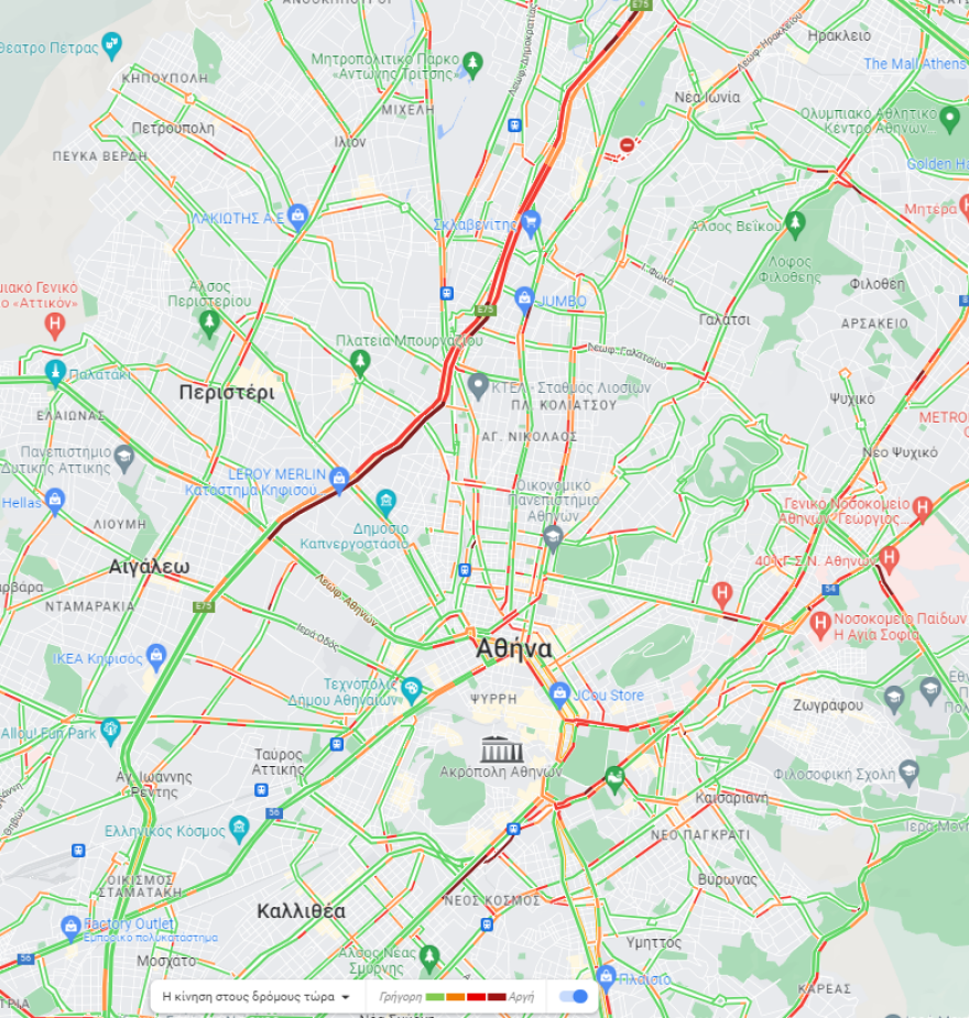 Κίνηση στους δρόμους: Μποτιλιάρισμα στο ανοδικό ρεύμα του Κηφισού, πού έχει κίνηση στο κέντρο