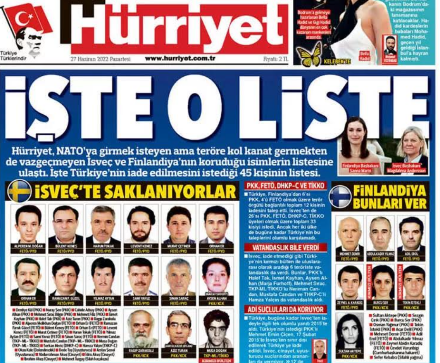 Τουρκία: Ονόματα, φωτογραφίες και «πρεσάρισμα» σε Σουηδία και Φινλανδία για την έκδοση «τρομοκρατών»
