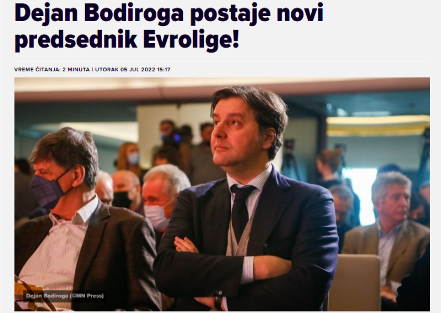 Euroleague: Αναλαμβάνει πρόεδρος ο Μποντιρόγκα 