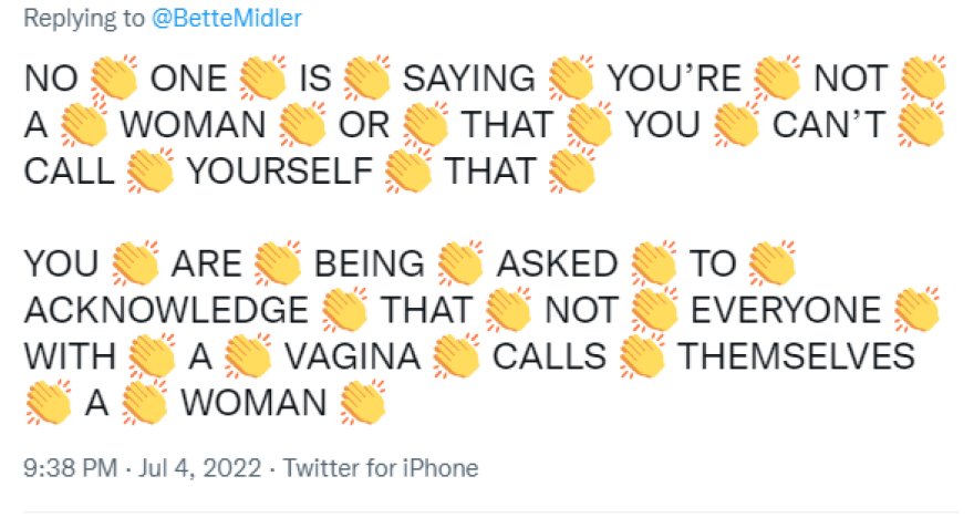 Η ανάρτηση της Μπέτι Μίντλερ που εκνεύρισε το Twitter - «Δεν μας αποκαλούν γυναίκες πια»